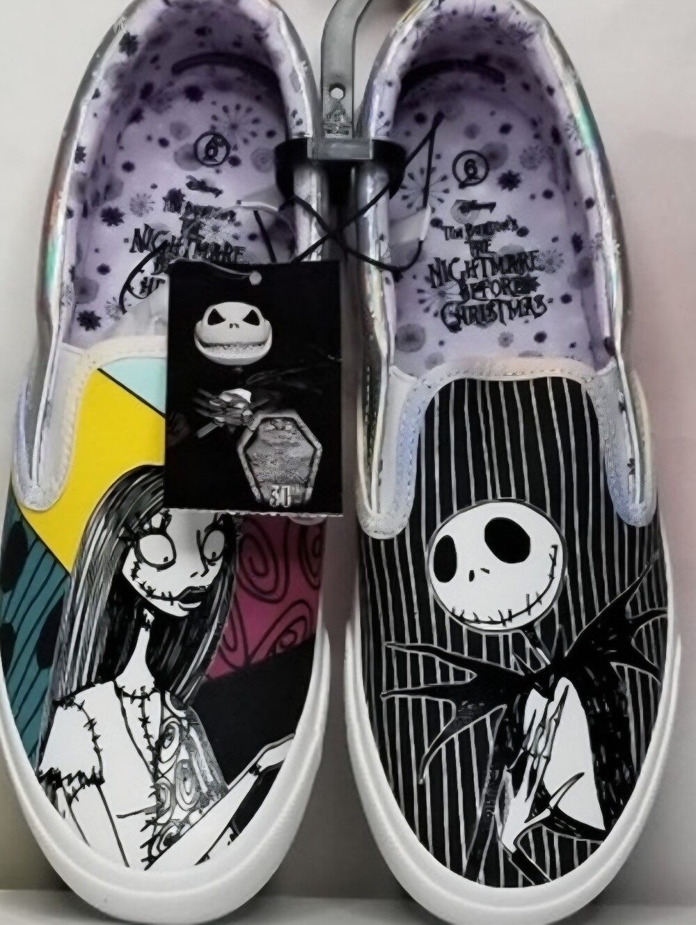 Nightmare Before Christmas Women's Slip-On Sneakers - Black & Multicolor